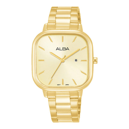 Alba Fashion AH7BY8X1 Ladies Light Champagne Dial Gold Stainless Steel Strap