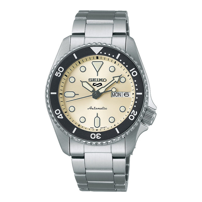 Seiko 5 Sports SRPK31K1 5KX Midi SKX Sports Style Beige Dial Stainless Steel Strap