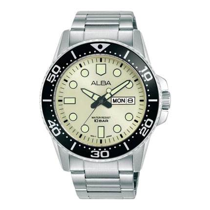 Alba Active AV3601X1 Men Light Champagne Dial Stainless Steel Strap