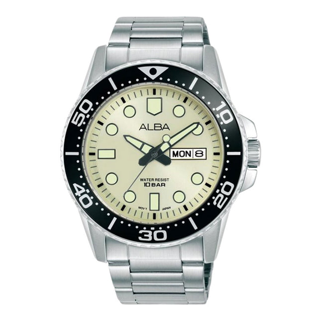 Alba Active AV3601X1 Men Light Champagne Dial Stainless Steel Strap