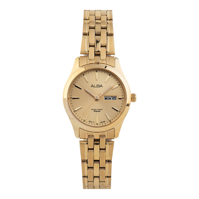 Alba AN8082X1 Ladies Gold Dial Gold Stainless Steel Strap