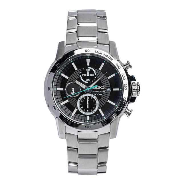 Seiko Chronograph SNDC71P1 Criteria Black Dial Stainless Steel Strap