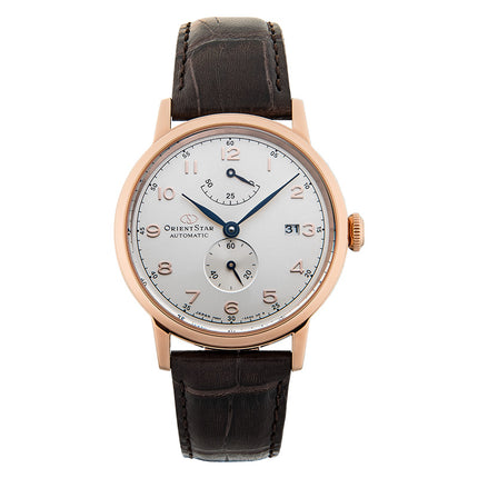 Orient Star Heritage RE-AW0003S Gothic Power Reserve Small Man Silver Dial Brown Leather Strap