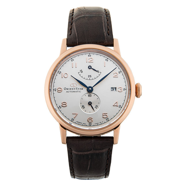 Orient Star Heritage RE-AW0003S Gothic Power Reserve Small Man Silver Dial Brown Leather Strap