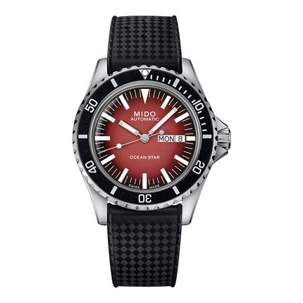 MIDO Ocean Star M026.830.17.421.00 Tribute Red Gradient Dial Black Rubber Strap