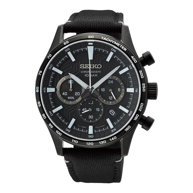 Seiko Chronograph SSB417P1 Discover More Black Dial Black Nylon Strap