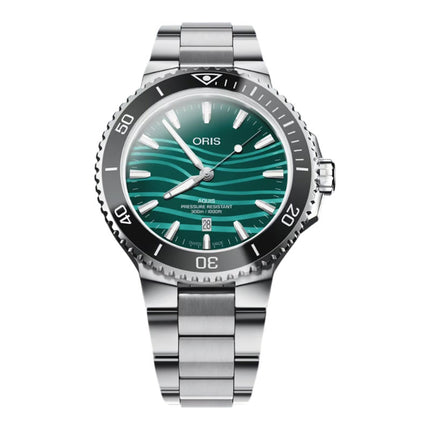 Oris Aquis 01-733-7789-4197-Set Yangtze Jiangtun Green Dial Stainless Steel Strap Limited Edition