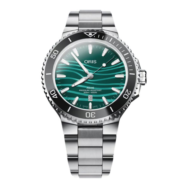 Oris Aquis 01-733-7789-4197-Set Yangtze Jiangtun Green Dial Stainless Steel Strap Limited Edition