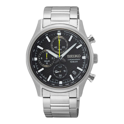 Seiko Chronograph SSB419P1 Black Dial Stainless Steel Strap
