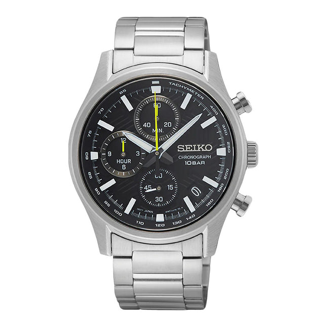 Seiko Chronograph SSB419P1 Black Dial Stainless Steel Strap