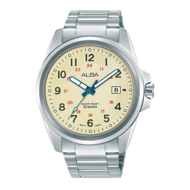 Alba Active AS9W05X1 Men Matte Cream Dial Stainless Steel Strap