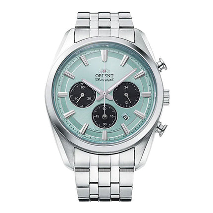 Orient Contemporary RA-TX0304L Chronograph Solar Powered Sky Blue Dial Stainless Steel Strap