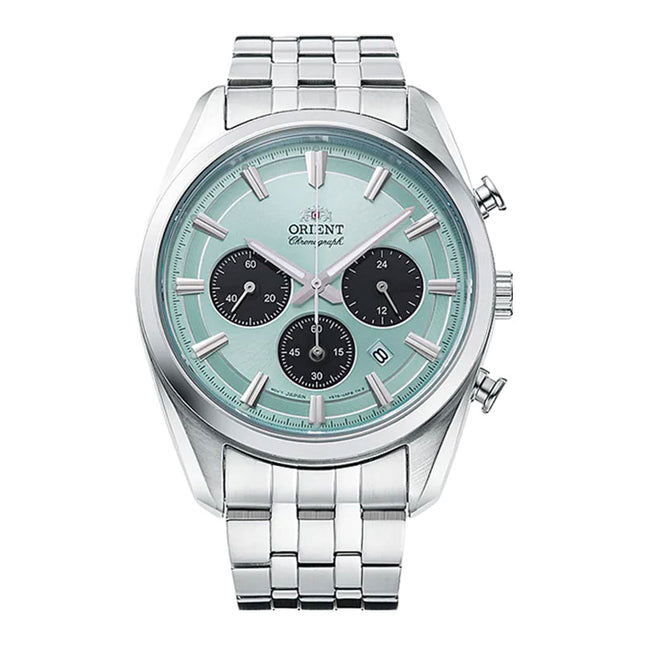 Orient Contemporary RA-TX0304L Chronograph Solar Powered Sky Blue Dial Stainless Steel Strap