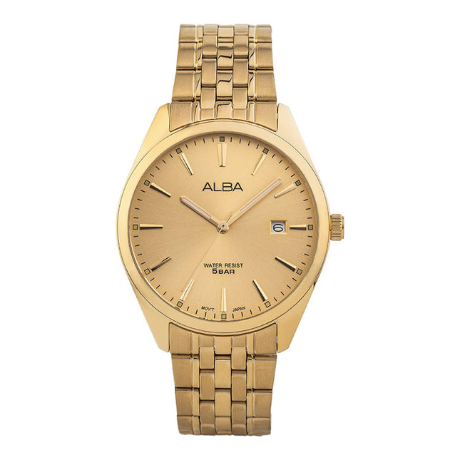 Alba AS9R02X1 Gold Dial Gold Stainless Steel Strap