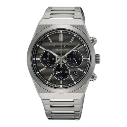 Seiko Chronograph SSB455P1 Men Discover More Grey Dial Stainless Steel Strap
