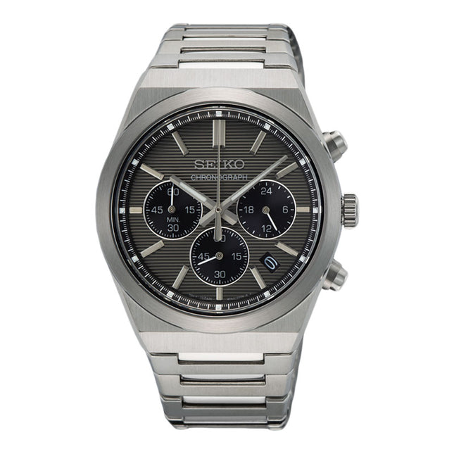 Seiko Chronograph SSB455P1 Men Discover More Grey Dial Stainless Steel Strap