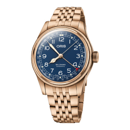 Oris Big Crown 01-754-7741-3165-07-8-20-01 Pointer Date Bronze Blue Dial Rose Gold St. Steel Strap