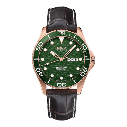 MIDO Ocean Star 200C M042.430.36.091.00 Men Automatic Green Dial Brown Leather Strap