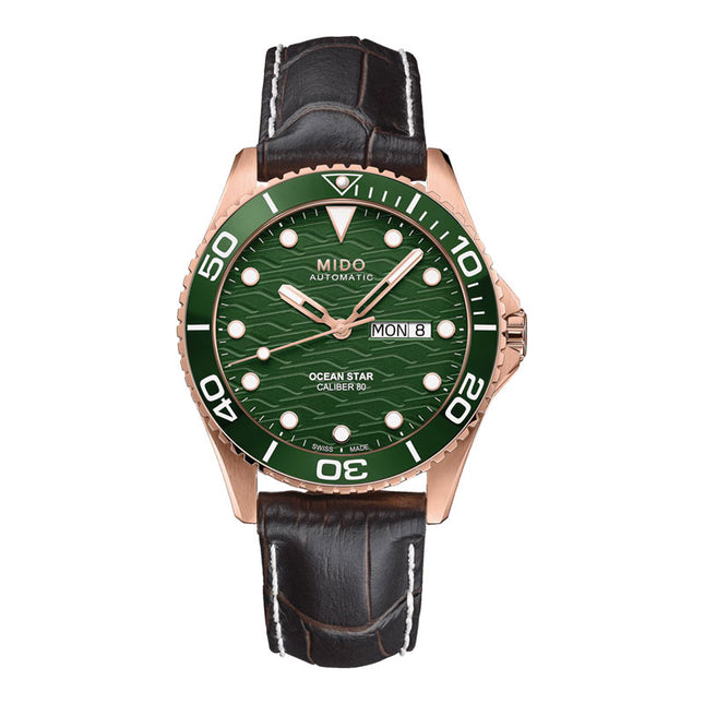 MIDO Ocean Star 200C M042.430.36.091.00 Men Automatic Green Dial Brown Leather Strap