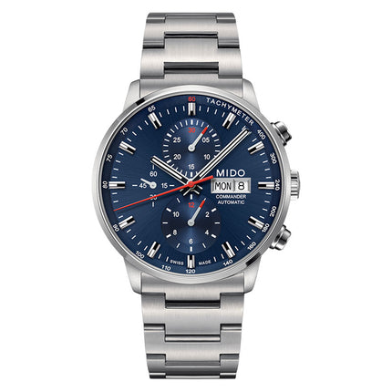 MIDO Commander II M016.414.11.041.00 Chronograph Automatic Blue Dial Stainless Steel Strap