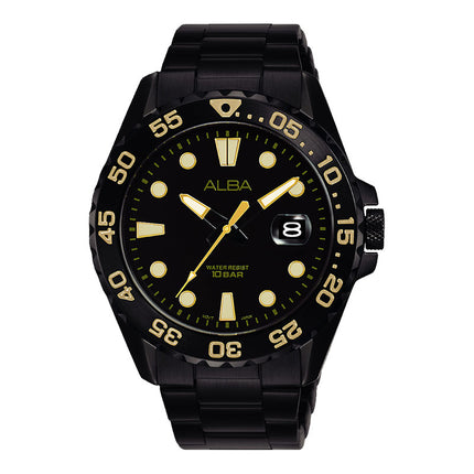 Alba Active AS9N23X1 Men Black Dial Black Stainless Steel Strap