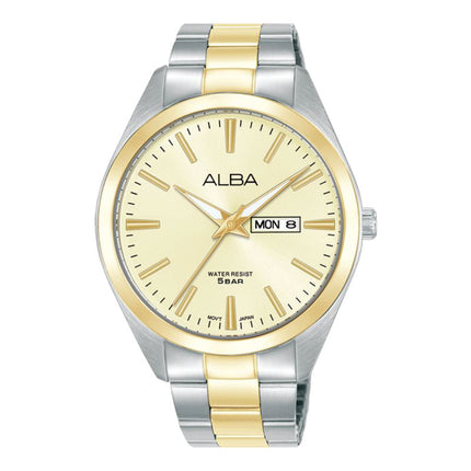 Alba Prestige AJ6204X1 Men Champagne Dial Dual Tone Stainless Steel Strap