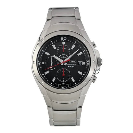 Seiko Chronograph SND781P1 Men Black Dial Stainless Steel Strap