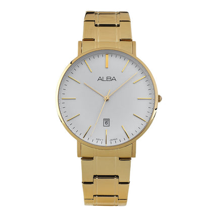 Alba AG8H12X1 Men White Dial Gold Stainless Steel Strap