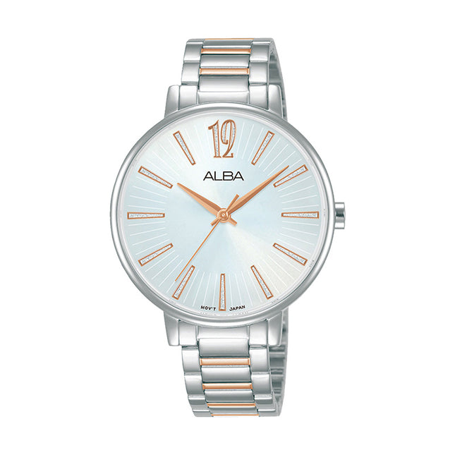 Alba Fashion AH8753X1 Ladies Silver Dial Dual Tone Stainless Steel Strap