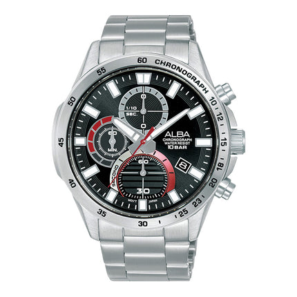 Alba Active AM3969X1 Chronograph Men Black Dial Stainless Steel Strap