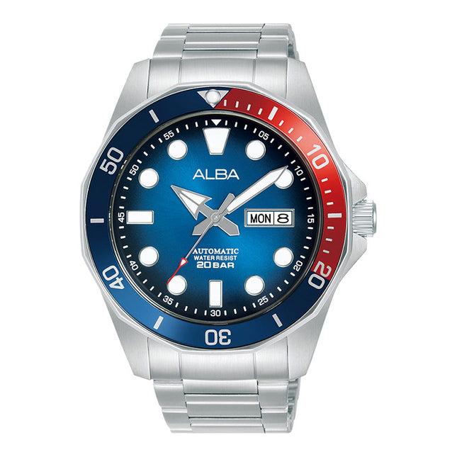 Alba Mechanical AL4541X1 Automatic Men Blue Black Gradation Dial Stainless Steel Strap