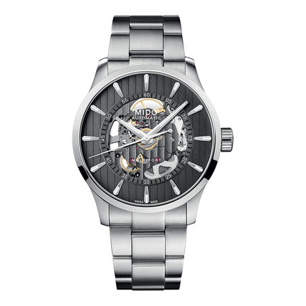 MIDO Multifort M038.436.11.061.00 Automatic Skeleton Vertigo Anthracite Dial Stainless Steel Strap