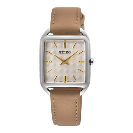 Seiko Classic SWR089P1 Madam Beige Dial Brown Leather Strap
