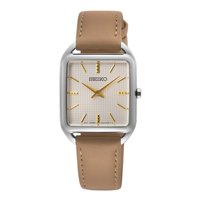 Seiko Classic SWR089P1 Madam Beige Dial Brown Leather Strap