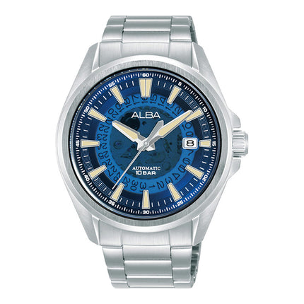 Alba Mechanical AU4029X1 Automatic Men Blue Translucent Layered Dial Stainless Steel Strap