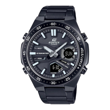 Casio Edifice EFV-C110DC-1ADF Black Digital Analog Dial Black Stainless Steel Band