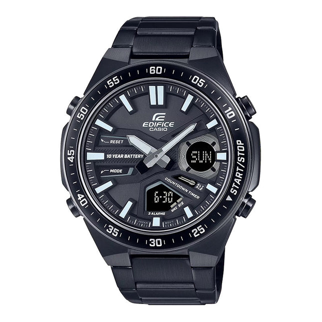 Casio Edifice EFV-C110DC-1ADF Black Digital Analog Dial Black Stainless Steel Band