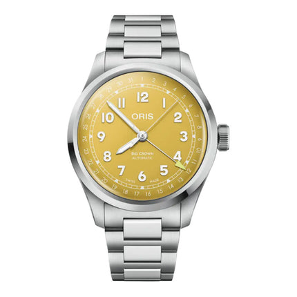 Oris Big Crown 01-754-7798-4069-07-8-20-06 Pointer Date Yellow Dial Stainless Steel Strap