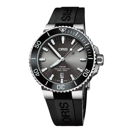 Oris Aquis 01-733-7730-7153-07-4-24-64TEB Titanium Date Men Grey Dial Black Rubber Strap