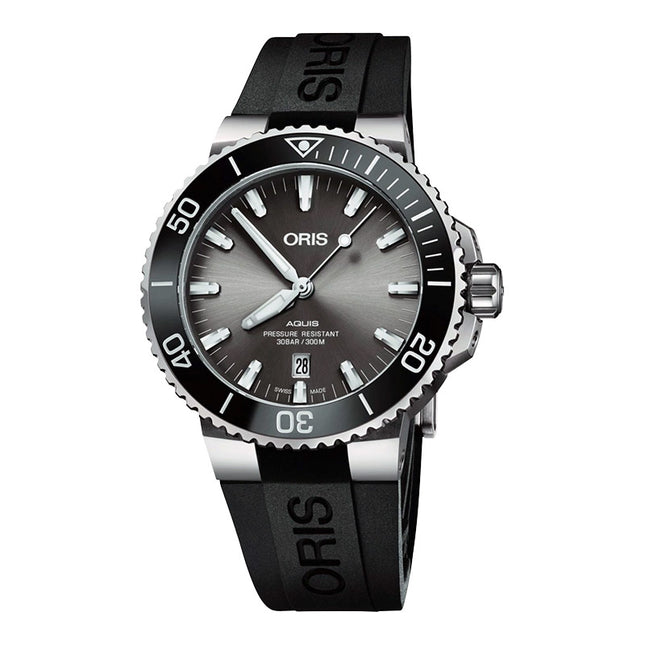 Oris Aquis 01-733-7730-7153-07-4-24-64TEB Titanium Date Men Grey Dial Black Rubber Strap