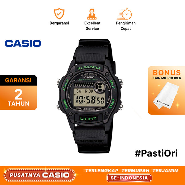 Casio General W-220H-1A3VDFF Digital Dial Black Resin Band