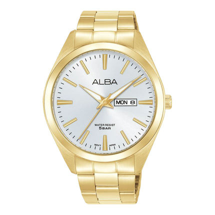 Alba Prestige AJ6202X1 Men Silver Dial Gold Stainless Steel Strap