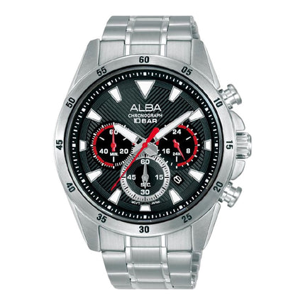 Alba Active AT3K63X1 Men Chronograph Black Dial Stainless Steel Strap