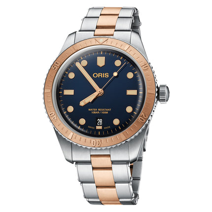 Oris Divers 01-733-7707-4355-07-8-20-17 Sixty-Five Blue Dial Dual Tone Stainless Steel Strap