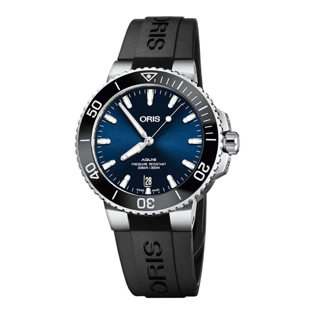 Oris Aquis 01-733-7732-4135-07-4-21-64FC Date Blue Dial Black Rubber Strap