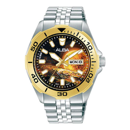 Alba Active Planet Series AV3590X2 Men Sun Graphic Dial Stainless Steel Strap