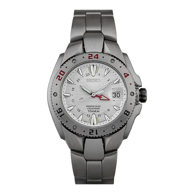 Seiko Sportura SLT043P1 Perpetual Calendar Men Silver Dial Titanium Strap