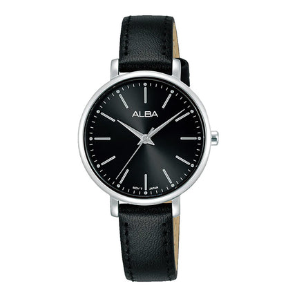 Alba Fashion ARX099X1 Ladies Black Dial Black Leather Strap