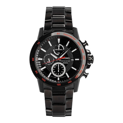 Seiko Chronograph SNDC79P1 Black Dial Black Stainless Steel Strap