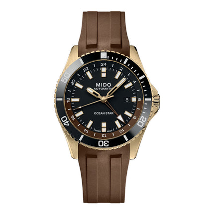 MIDO Ocean Star M026.629.37.291.00 Men GMT Black Dial Brown Rubber Strap